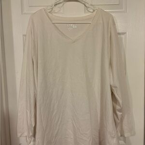 Terra & Sky 3x 24/26 winter white long sleeve v-neck basic tee shirt